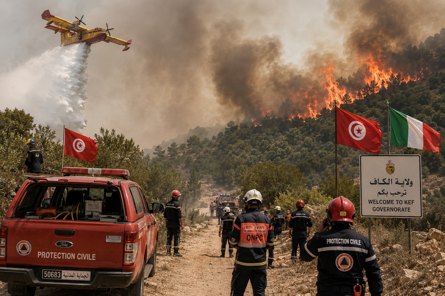 BREAKING: Italy Deploys Firefighting Aircraft as Tunisia Battles Major Kef Wildfires